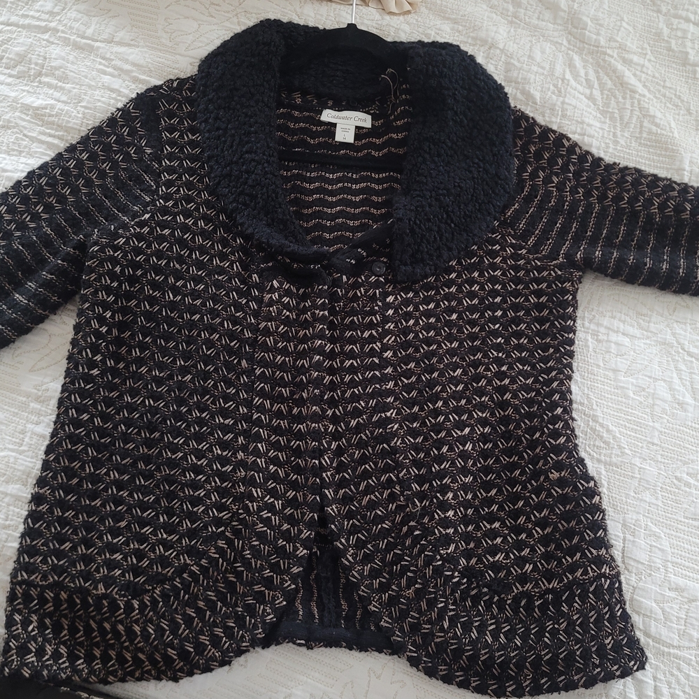Coldwater Creek Black and Tan Knit Sweater